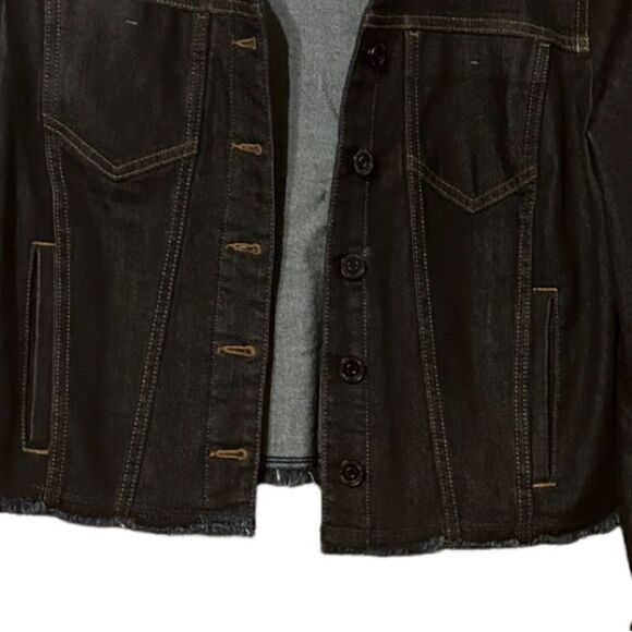 Susan Graver Jeans Dark Wash Cropped Denim Jacket Size XS 📦 - Picture 6 of 7